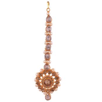 Alloy White Gold-plated Bridal Set With Long & short Necklace and 1 mang Tika & 2 Earrings 5