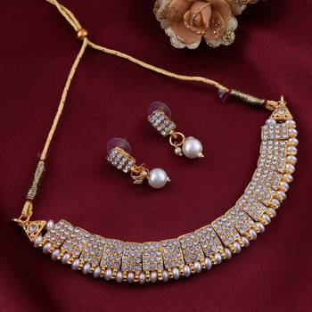 GOLD PLATED With White Pearl DESIGNER NECKLACE SETS 1