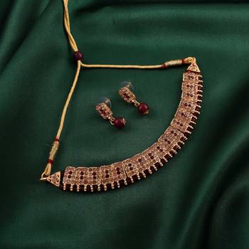 GOLD PLATED Mahroon & White DESIGNER NECKLACE SETS 1