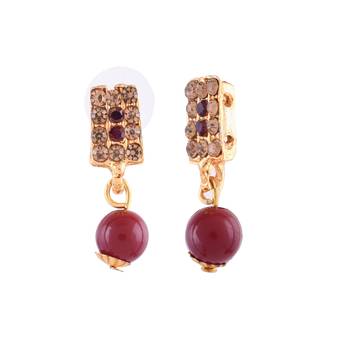 GOLD PLATED Mahroon & White DESIGNER NECKLACE SETS 5
