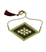 parrot-Green Stone Stud Brass Bajubandh