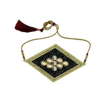 Green Stone Stud Brass Bajubandh 1