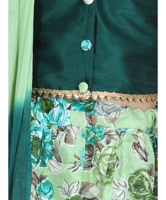 green Ruffle Sleeve Floral Lehenga 4
