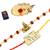 Rakhi Rudraksh "Radha Krishna "With Stylish" BRO"  With Roli Chawal ,Greeting Card,1 Pooja Thali