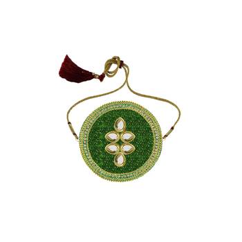 light-Green Stone Stud Brass Bajubandh 1