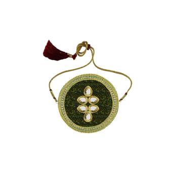 parrot-Green Stone Stud Brass Bajubandh 1