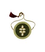 parrot-Green Stone Stud Brass Bajubandh