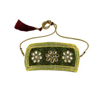 light-Green Stone Stud Brass Bajubandh 1