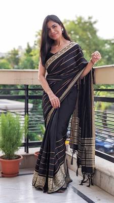 Shraddha Arya Designer Black woven art silk saree with blouse 8
