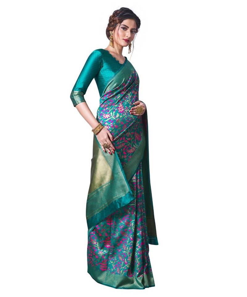 LIGHT GREEN Paithani Jacquard  Saree With Blouse