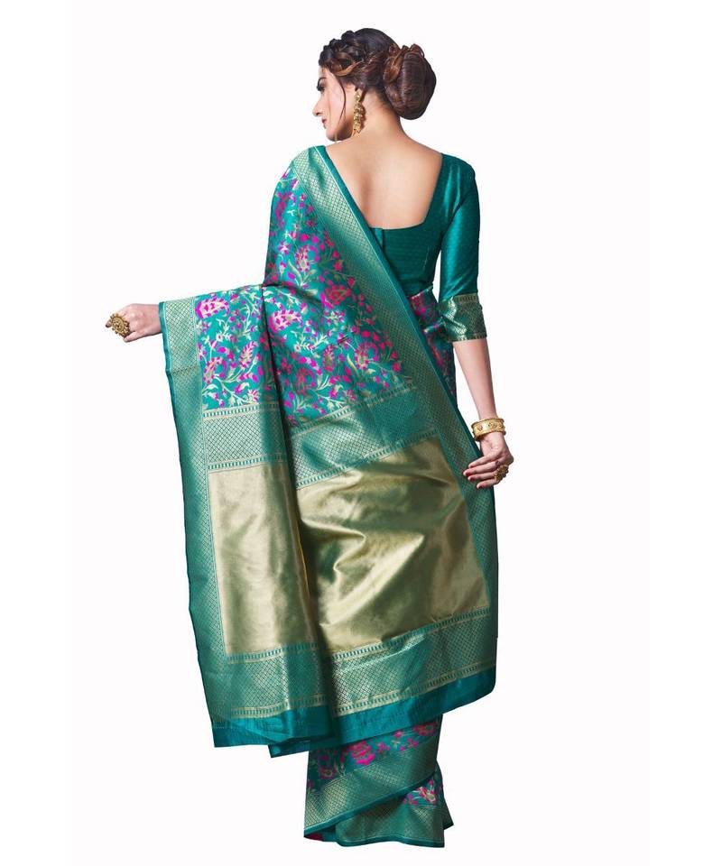 LIGHT GREEN Paithani Jacquard  Saree With Blouse