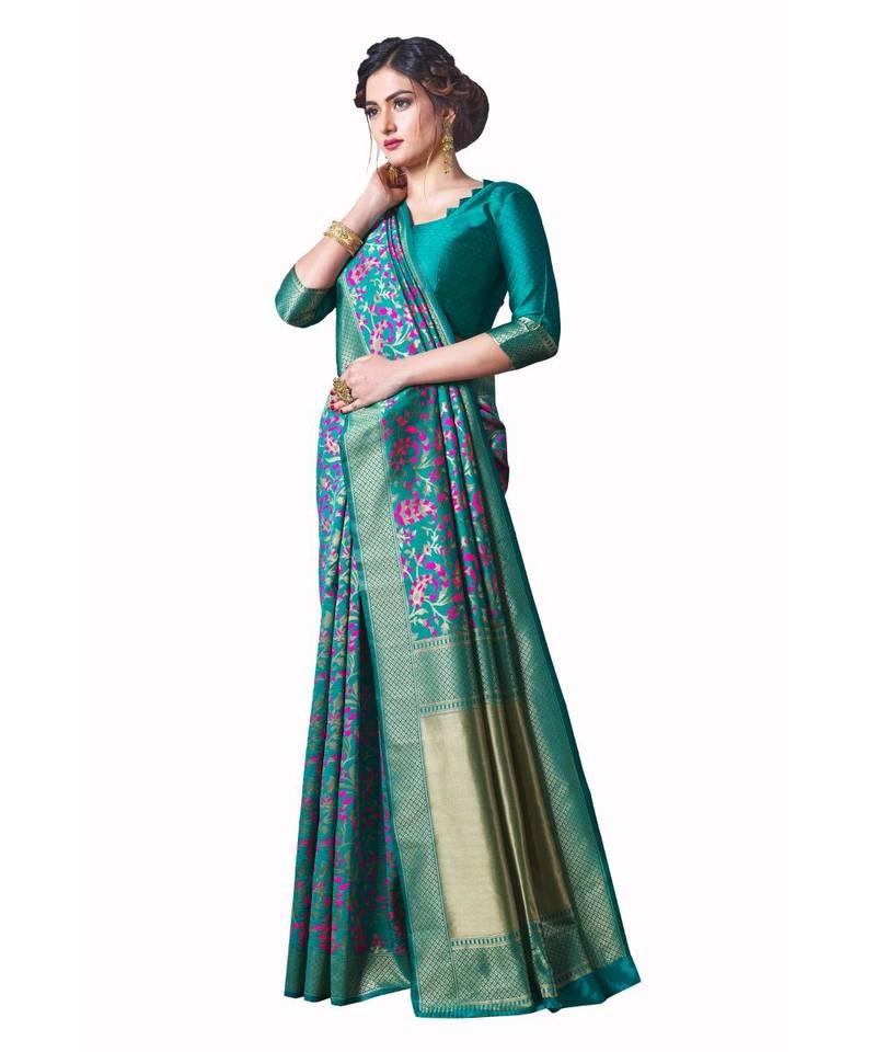 LIGHT GREEN Paithani Jacquard  Saree With Blouse