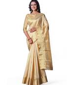 CREAM  Assam Silk Cotton Silk,Silk  Saree With Blouse