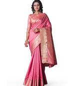 LIGHT PINK Assam Silk Cotton Silk,Silk  Saree With Blouse