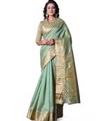 SEA GREEN Assam Silk Cotton Silk,Silk  Saree With Blouse