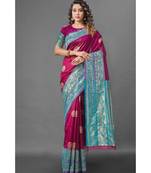 MAGENTA  Banarasi Jacquard  Saree With Blouse