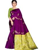 PURPLE  Banarasi Jacquard  Saree With Blouse