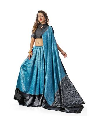 FIROJI BLACK Banarasi Jacquard  Saree With Blouse 3