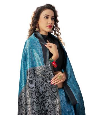 FIROJI BLACK Banarasi Jacquard  Saree With Blouse 4