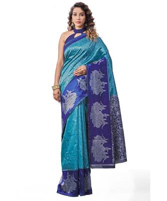 FIROJI NAVY Banarasi Jacquard  Saree With Blouse 1