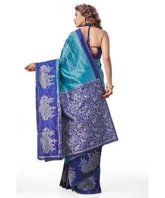 FIROJI NAVY Banarasi Jacquard  Saree With Blouse 2