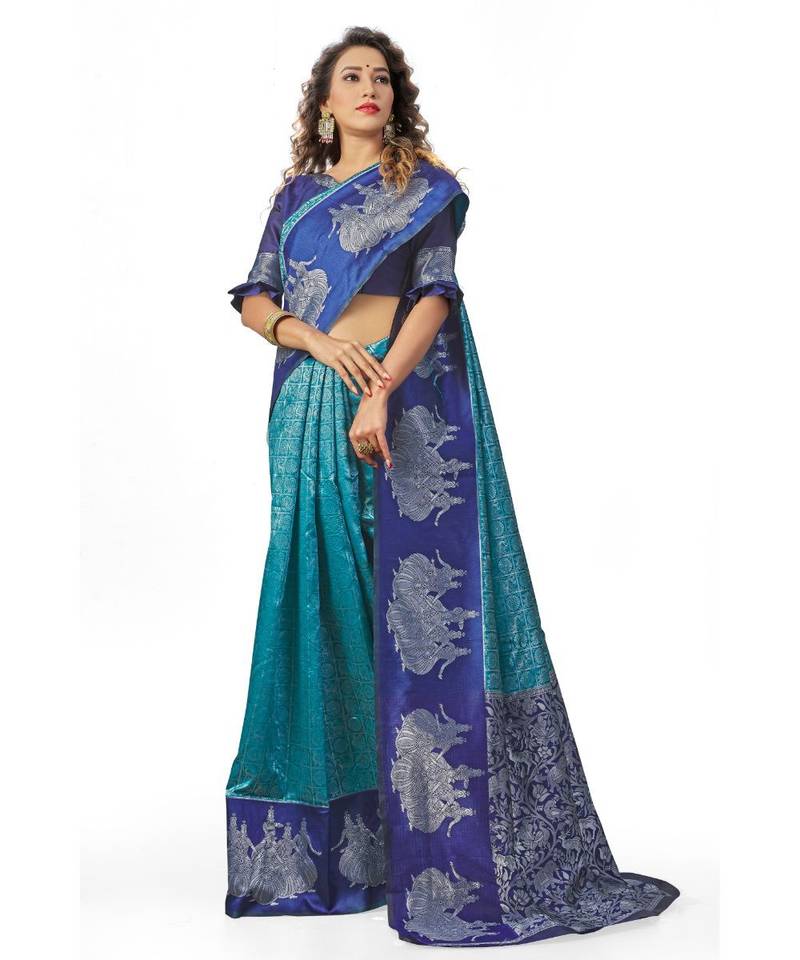 FIROJI NAVY Banarasi Jacquard  Saree With Blouse