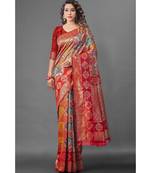 RED  Banarasi Jacquard  Saree With Blouse