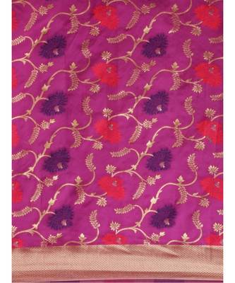 PURPLE  Banarasi Jacquard  Saree With Blouse 3