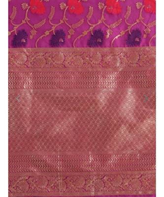 PURPLE  Banarasi Jacquard  Saree With Blouse 4