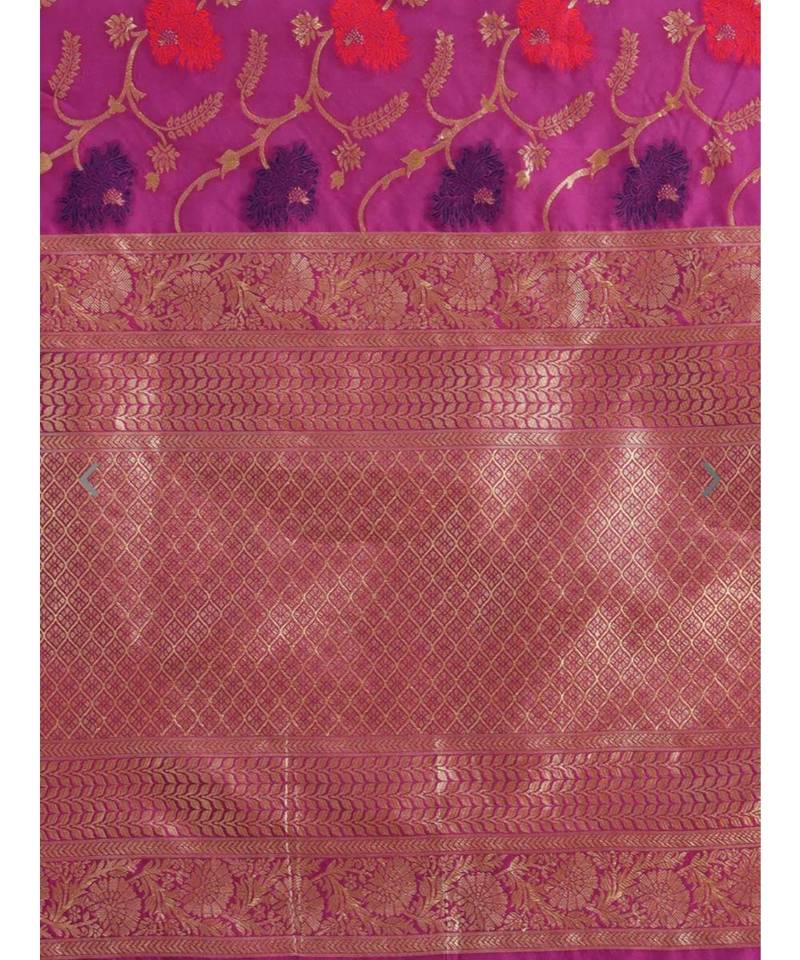 PURPLE  Banarasi Jacquard  Saree With Blouse