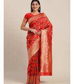 RED  Banarasi Jacquard  Saree With Blouse