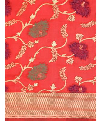 RED  Banarasi Jacquard  Saree With Blouse 3