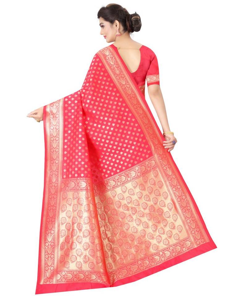 GAJRI PINK Banarasi Jacquard  Saree With Blouse
