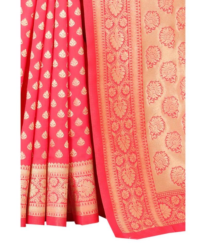 GAJRI PINK Banarasi Jacquard  Saree With Blouse