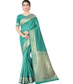 RAMA GREEN Banarasi Jacquard  Saree With Blouse
