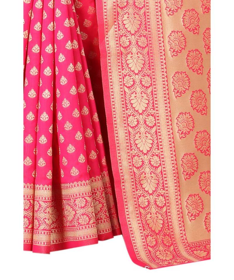 RANI PINK Banarasi Jacquard  Saree With Blouse