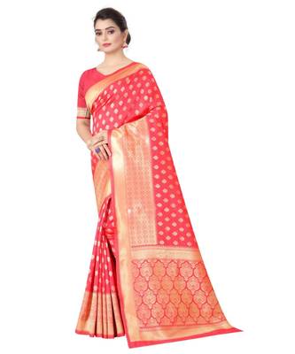 GAJRI PINK Banarasi Jacquard  Saree With Blouse 3