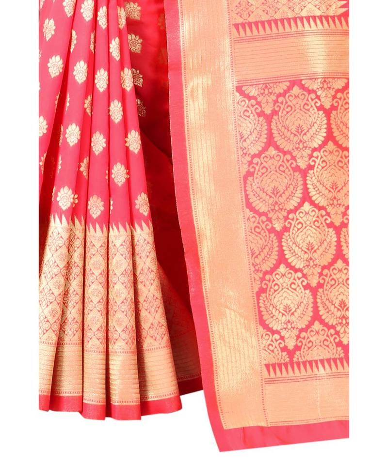 GAJRI PINK Banarasi Jacquard  Saree With Blouse
