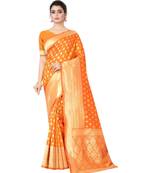 ORANGE  Banarasi Jacquard  Saree With Blouse