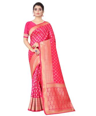 RANI PINK Banarasi Jacquard  Saree With Blouse 1
