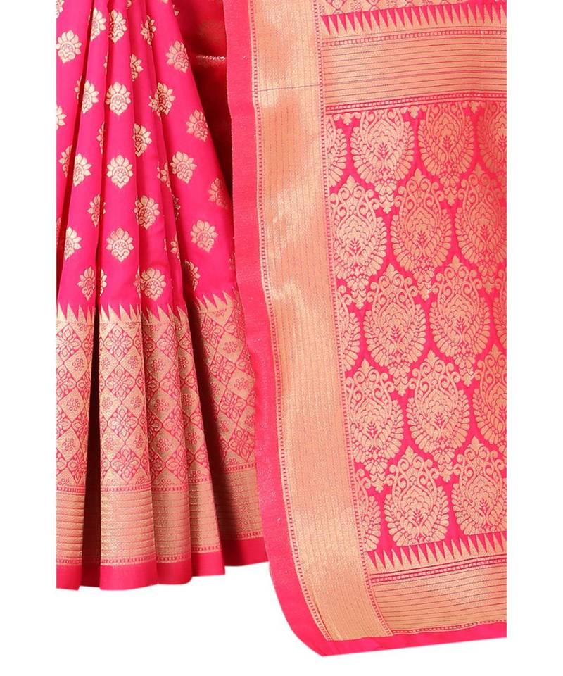 RANI PINK Banarasi Jacquard  Saree With Blouse