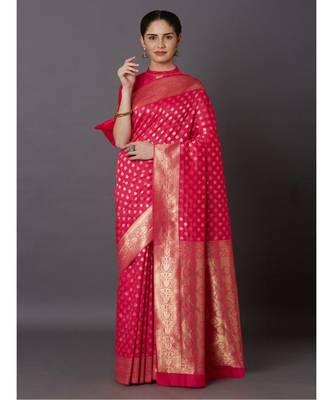 GAJRI PINK Banarasi Jacquard  Saree With Blouse 1