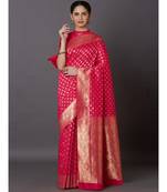 GAJRI PINK Banarasi Jacquard  Saree With Blouse
