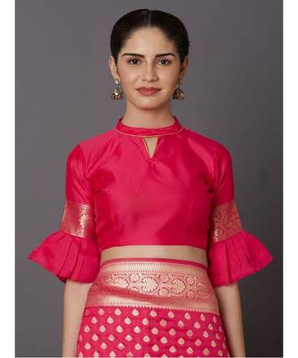 GAJRI PINK Banarasi Jacquard  Saree With Blouse 4