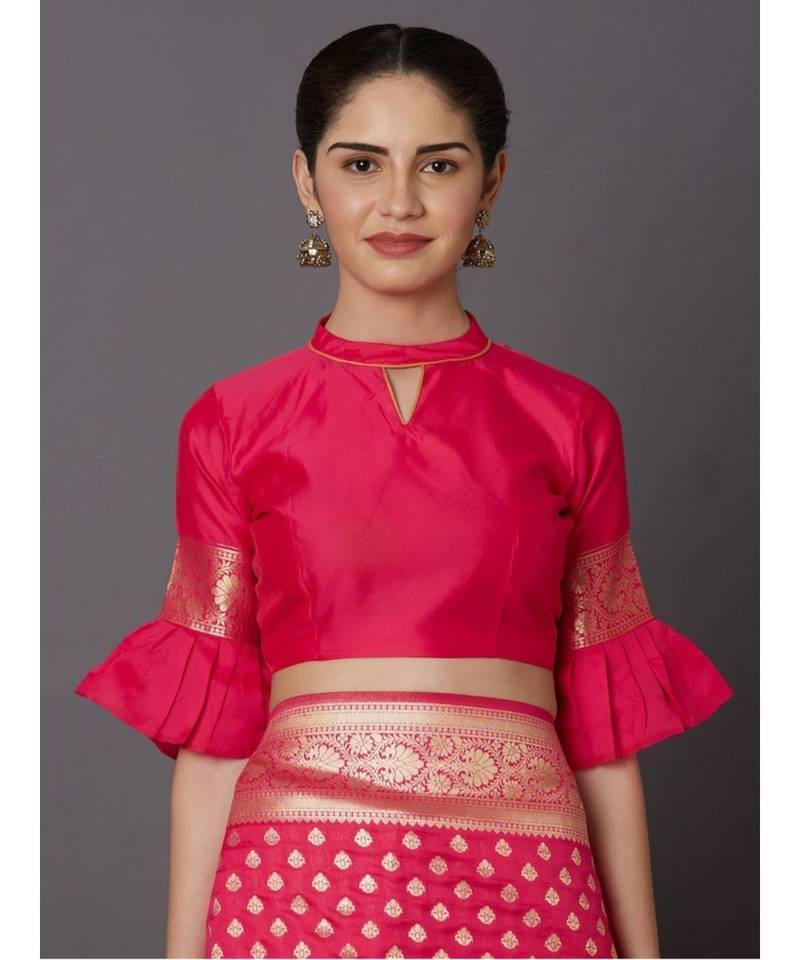 GAJRI PINK Banarasi Jacquard  Saree With Blouse