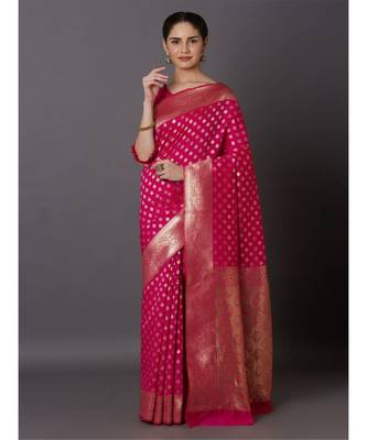RANI PINK Banarasi Jacquard  Saree With Blouse 1