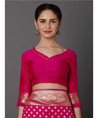 RANI PINK Banarasi Jacquard  Saree With Blouse 4