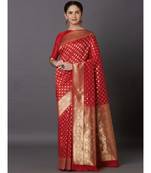 RED  Banarasi Jacquard  Saree With Blouse