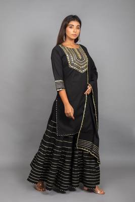 Black plain cotton ethnic-kurtis 3