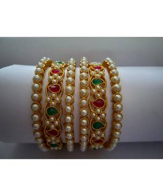 Designed Stone Studded Traditional Bangles For Women 1